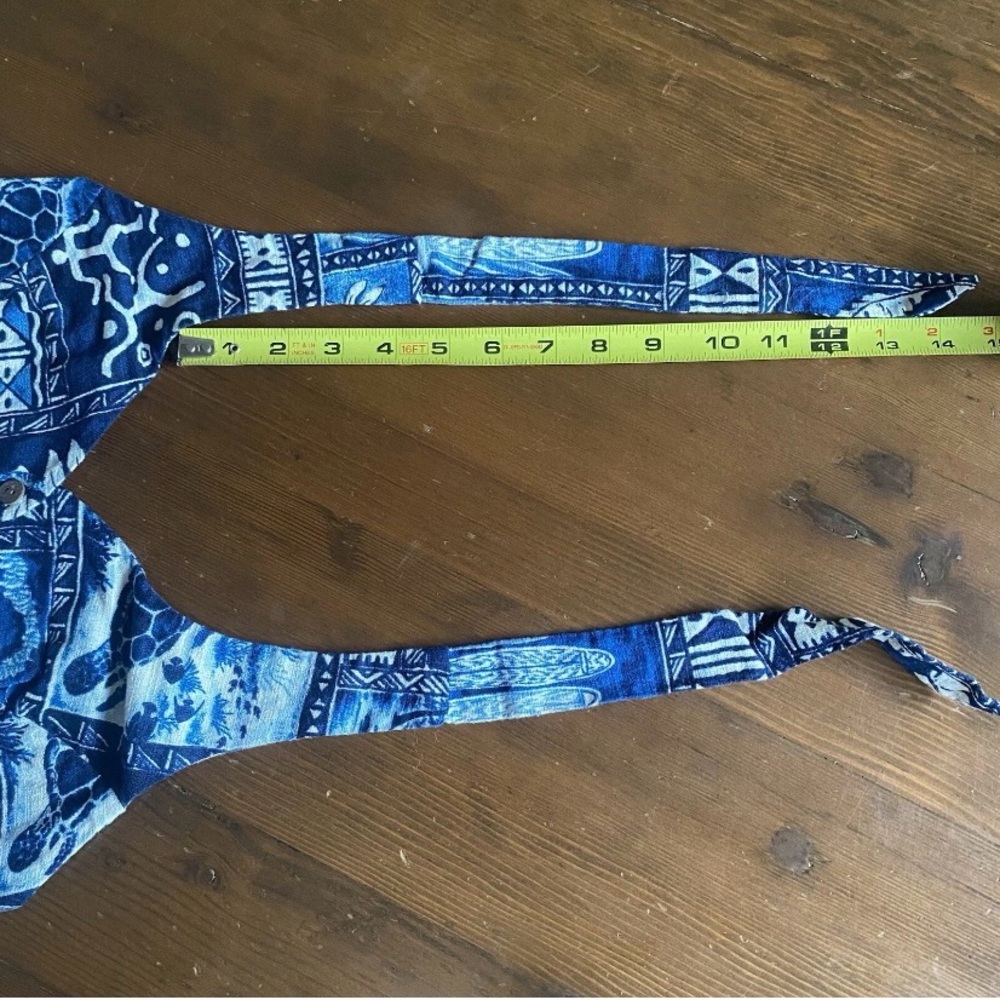 Vintage Hilo Hattie Women’s Hawaiian Blue White Cotton Halter Top Festival SMALL - Picture 10 of 10